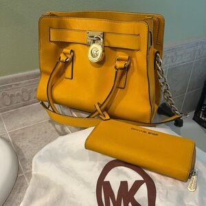 Michael Kors Yellow Purse + Wallet